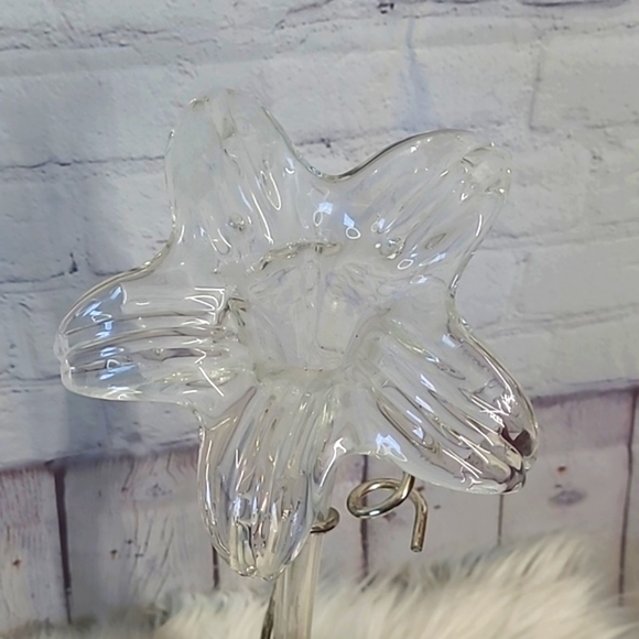 Vintage MCM Hand Blown Glass Art Nouveau Style Lily Orchid Vase Patina Silver - Picture 4 of 17